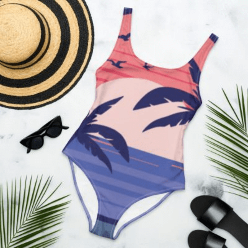 Summer Sunset Palm All Over Print One Piece Swimsuit